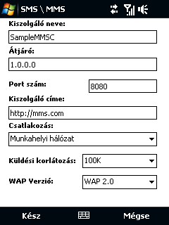 122 Üzenetkezelés 4. Érintse meg a Szerverek ület, majd ellenőrizze, hogy a készüléken meg vannak-e adva a képüzeneteket kezelő kiszolgáló beállításai.