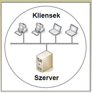 Kliens-szerver architektúra Kliens / szerver infrastruktúra Egy vagy több (tipikusan egy) szerver számítógép erőforrásokat szolgáltat a kliens számítógépek számára Más-más szoftver a szerveren és a