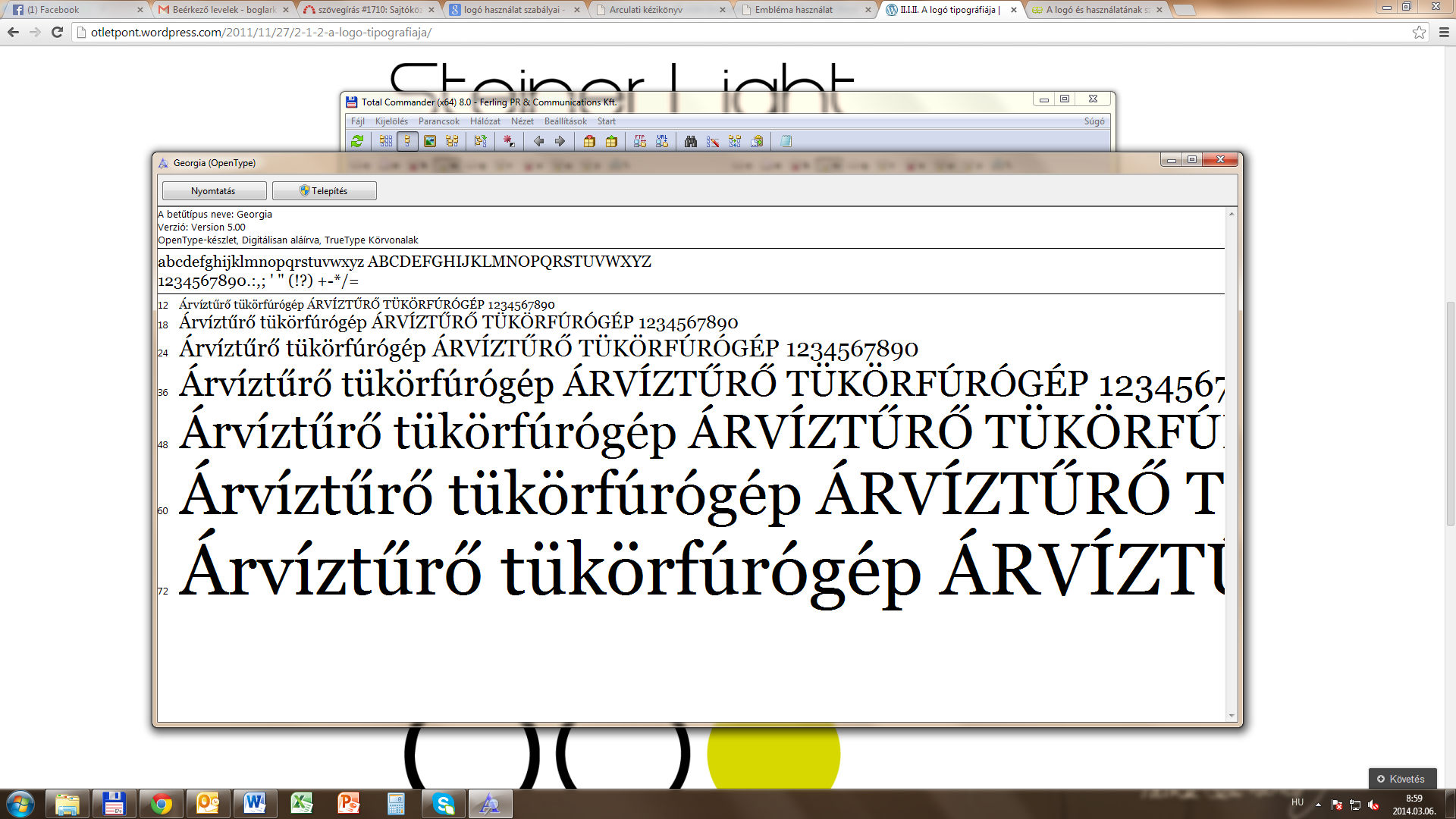 A logó betűtípusa mellett továbbiakra is szükség van, hiszen ez a típus kiadványokhoz, a mindennapi munka eszközeihez (levélpapír, boríték, email sablon stb.) nehezen használható.