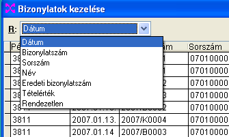 A bejelentkezı képernyı bal felsı sarkában adható meg a rendezettség (Ctrl R).