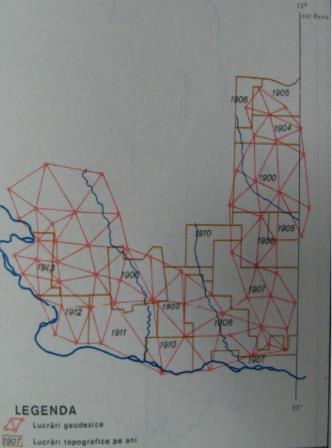 Topográfiai térképek: Bonnevetület (1895 után) 1910 Serviciul Geografic al Armateri (Hadsereg Földrajzi Osztálya) Zimnicea-tól Ny-ra 1895-től Clarke-ellipszoid (geodéziai mérések 1898- tól)