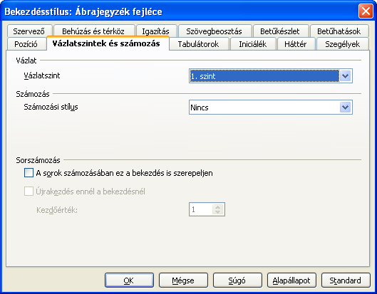 Beszúrás/Jegyzékek/Jegyzékek menüponton keresztül beszúrt automatikus ábrajegyzéket vesszük fel így a tartalomjegyzékbe: 1.