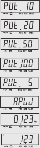 APW érték definiálása (APW) A kijlezőn megjelenik a Put 10 Pcs (helyezz fel 10 db-ot) felirat. Új APW létrehozása Nyomja meg a No- t, a mintamennyiség növelésére.