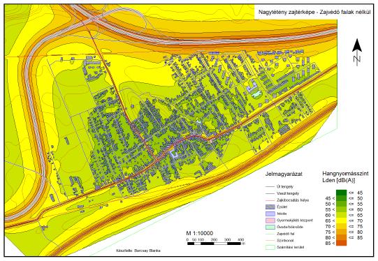 SoundPlan 7 A különböző rétegek Ezen térképek vetületi rendszere az EOV, alapfelülete az IUGG 67 ellipszoid.