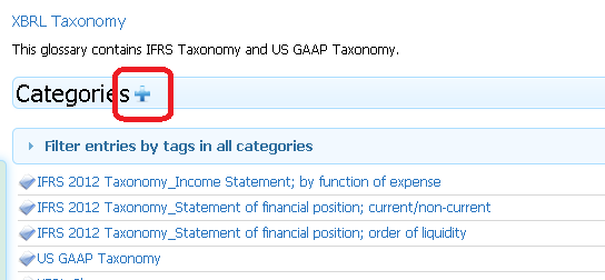 S34T02 Categories text Kategóriák felirat A felirat jelzi, hogy itt láthatóak a glosszáriumban lévő kategóriák felsorolása.
