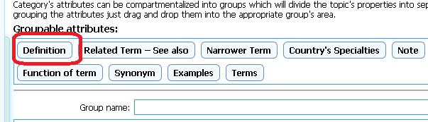S80A01 Groupable attributes area Csoportosítható tulajdonságok terület Ezen a területen találhatóak a még egy csoportba sem sorolt tulajdonságok.