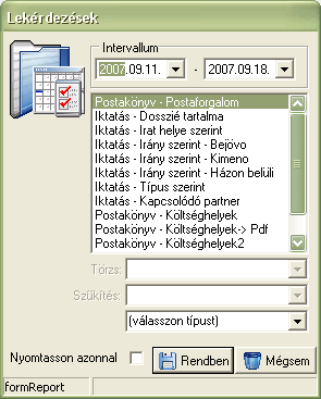 Postaforgalmi lekérdezések A termékkel lehetőség nyílik lekérdezések futtatására is. A Post Administrator fő képernyőjén (1. ábra) kattintsunk a lekérdezések - lekérdezések menüre.