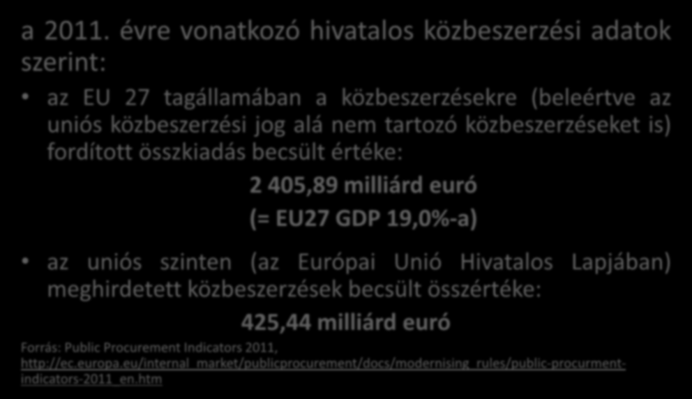 Az EU közbeszerzési piaca - számokban a 2011.