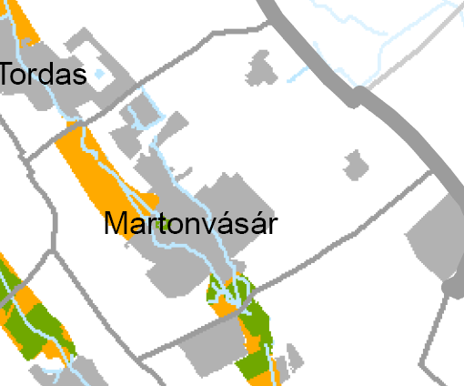 MARTONVÁSÁR TELEPÜLÉSRENDEZÉSI ESZKÖZEINEK FELÜLVIZSGÁLATA 17 Országos jelentőségű tájképvédelmi terület övezete Ebbe az övezetbe tartoznak a Szent László-patak menti területek.