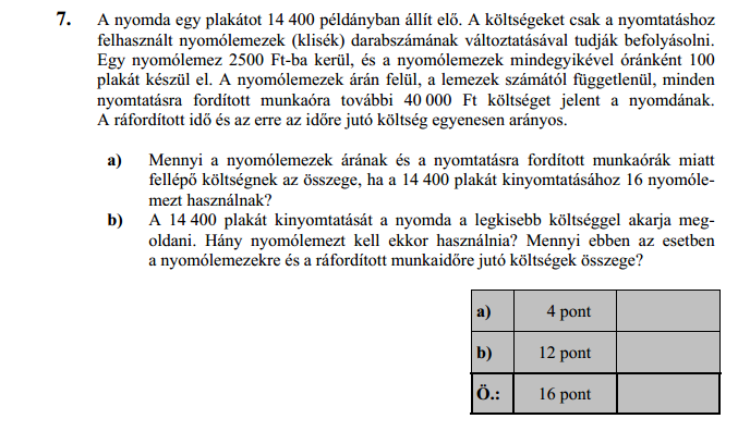 Mellékletek 2. 2012. évi tavaszi feladatsor Az alábbi példában elsősorban a függvény deriváltja kapcsán kerülnek elő 9. évfolyamon már említett fogalmak.