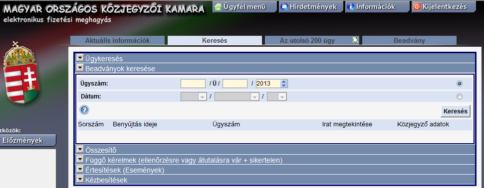 Az Ellentmondás elektronikus aláírását követően, azt az alkalmazás az eljáró közjegyző adott ügyéhez továbbítja (csatolja).