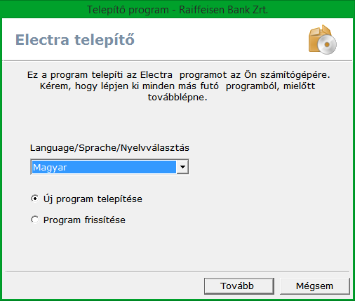 5 Az Electra Terminál telepítése 1. Kettős kattintással indítsa el a telepítő exe fájlt, majd kattinson az Accept (Elfogad) gombra. 2.