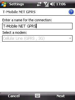 T-Mobile NET GPRS kapcsolat létrehozása General(Általános) fül 1.