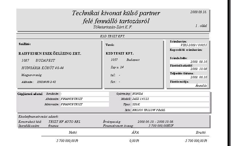 A szerződés állapota Folyósítva státuszba áll át, valamint azonnal