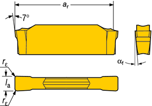 orout 1- és 2-élű Váltólapkák A TURN - UN orout 1 és 2-élű eszúrás orout 1- és 2-élű - Váltólapkák Tűrések, (col): E-L fészekméret l a= +0.10/0 (+.004/0) r ε = ±0.10 (±.004) M fészekméret l a= ±0.