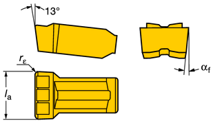 orout 1- és 2-élű Váltólapkák A orout 1 és 2-élű eszúrás orout 1- és 2-élű - Váltólapkák TURN - UN Kiválasztás feltétele, milliméter, col (, ) l a l a r ε r ε Fészekméret α f 1) Rendelési kód