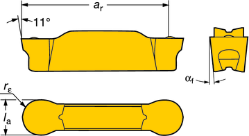 orout 1- és 2-élű Váltólapkák A orout 1 és 2-élű Alakos megmunkálás orout 1- és 2-élű - Váltólapkák TURN - UN Kis előtolás Közepes előtolás Tűrések, (col): -RM l a= +0.10/0 (+.004/0) r ε= ±0.10 (±.