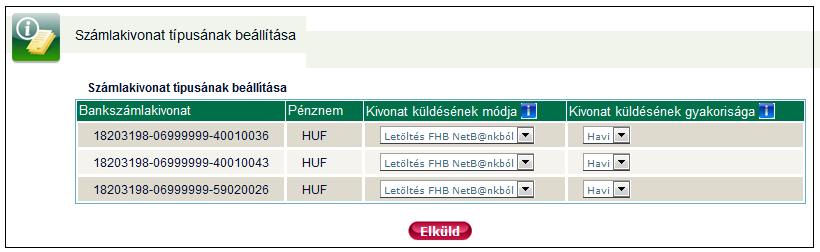 3.6.2 E-kivonat beállítás Felhasználói kézikönyv a Magyar Posta és az FHB Bank Zrt.