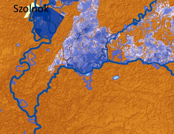 HELYZETFELTÁRÓ - HELYZETELEMZŐ - HELYZETÉRTÉKELŐ MUNKARÉSZEK 131 34. térkép: Nagy valószínűségű árvízveszélyes területek Gyomaendrőd Forrás: www.vizugy.