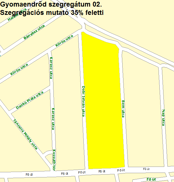 HELYZETFELTÁRÓ - HELYZETELEMZŐ - HELYZETÉRTÉKELŐ MUNKARÉSZEK 170 48. térkép: A 2. számú szegregátum térképe. 2011.