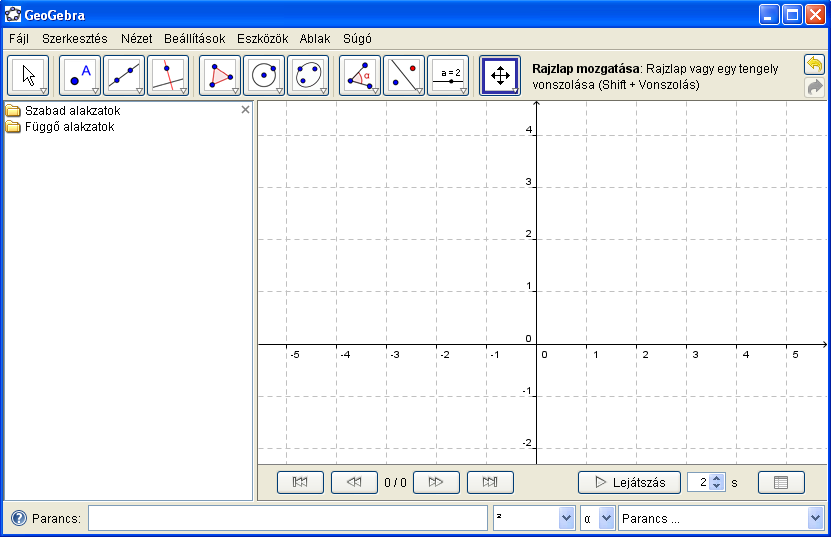 4. A GeoGebra általános jellemzői A dolgozatomban a programnak csak a használatához szükséges általános funkcióit mutatom be melyekre a feladatok megoldása során, többször hivatkozom.