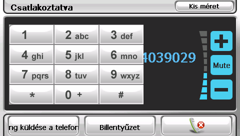 Műveletek hívás közben Hívás közben: Ha további számokat, mint például mellékeket kell beírnia, érintse meg a Billentyűzet gombot a billentyűzet megjelenítéséhez és írja be a számokat.