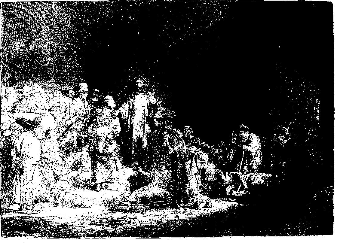On one of the best-known etchings of Rembrandt these "picturesque" poor, these "Poor Souls", play a major role, namely in the so-called Hundred Guilder Print (c. 1640-45) 