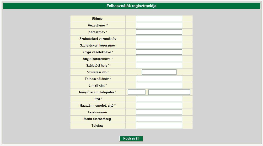 A pályázati portálon egy szigorított biztonságú felületen meg kell adni az alábbi ügyfélkapus regisztrációval megegyező! adatainkat.