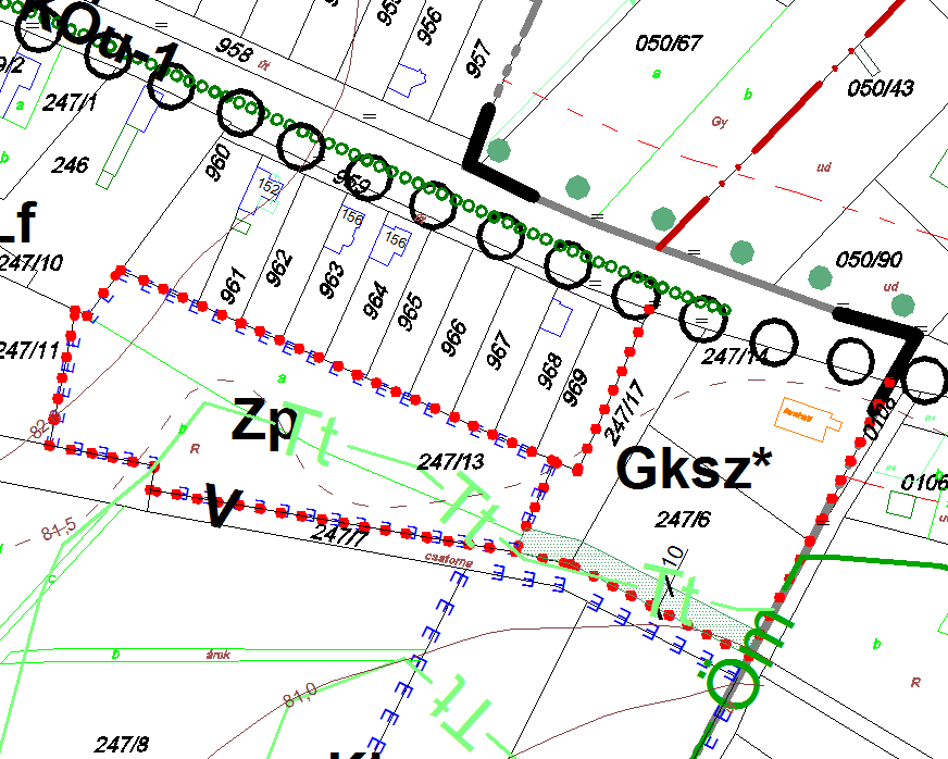 37 A szomszédos mezőgazdasági és zöldterület besorolás alatt lévő 247/113-as helyrajzi számú ingatlan egészét Zp közpark övezetbe javasolja sorolni a terv (a hatályos szabályozási terven nincs