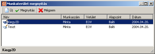 Ha úgy hozunk létre munkaterületet, hogy egy munkaterület már meg van nyitva, akkor a program az előző munkaterület bezárja és adatait automatikusan elmenti. 2.