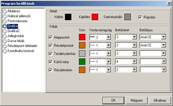 4.5. Grafika beállítása A Grafika ablak és tartalmának megjelenítési tulajdonságait állíthatjuk be.