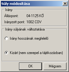 álláspontok a mérés ill. betöltés sorrendjében vannak, az álláspont listában az álláspont pontszáma szerint rendezett sorrendben vannak.