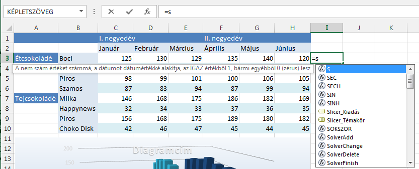 24 KÖRNYEZETI BEÁLLÍTÁSOK Már egyetlen betű megjeleníti a segítséget és a kiválasztó listát GetPivotData függvények használata a kimutatás hivatkozásokhoz: A kimutatás cellájához létrehozott