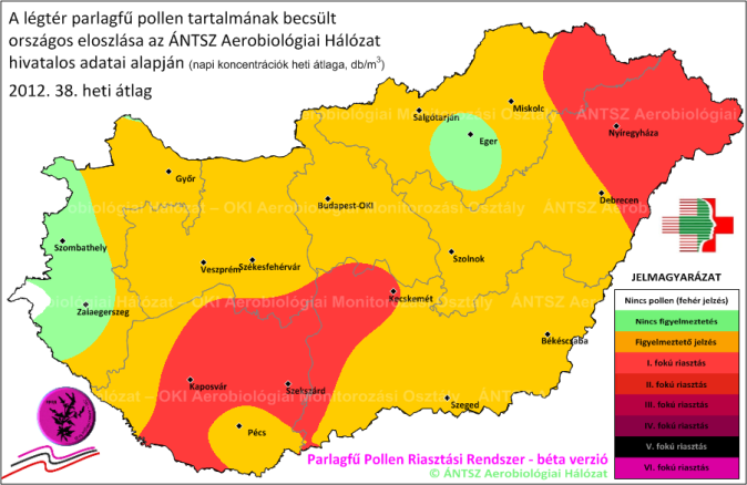 A 2012-as parlagfű-szezon leszálló ága meredekebb csökkenést mutatott az ideinél, a magas pollenkoncentráció