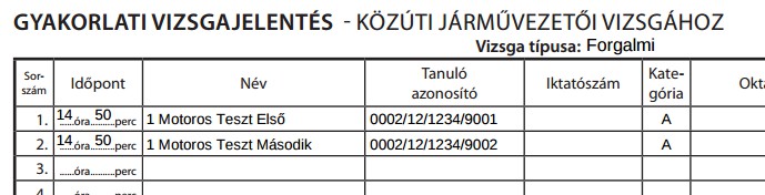 Amennyiben egy korábban rögzített tanuló mellé szeretne páros tanulót rögzíteni, akkor nyissa meg a vizsgajelentőt.