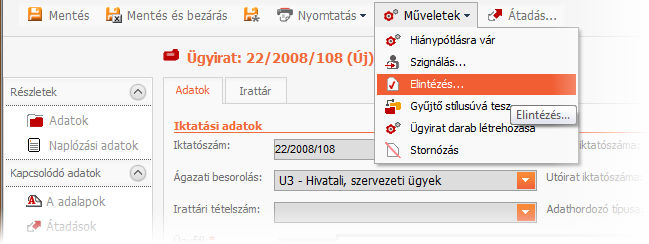 átmeneti irattárba adni. 1.
