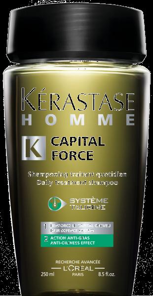 Homme Capital Force Bain Capital Force Anti-Gras (Ben kápitál forsz anti grá) Zsírosodást kezelő, stimuláló hajfürdő mindennapi használatra férfiaknak.