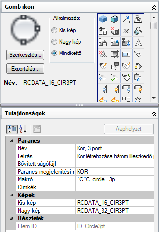 Az AutoCAD LT-hez hozzátartozik a szabványos parancsokhoz használt szabványos képek könyvtára; ezeket a képeket saját felhasználói parancsaihoz is hozzárendelheti.