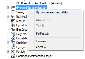 MEGJEGYZÉS A Gyorselérési eszköztárra felvehetők vezérlőelemek. A felvehető vezérlőelemek listája a Parancslista terület legördülő listájának Szalag vezérlőelemei eleménél található.