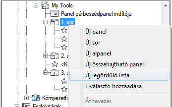 Legördülő elem létrehozása egy szalagpanel egy sorában 1 Kattintson a következőkre: Kezelés lap Testreszabás panel Felhasználói kezelőfelület.