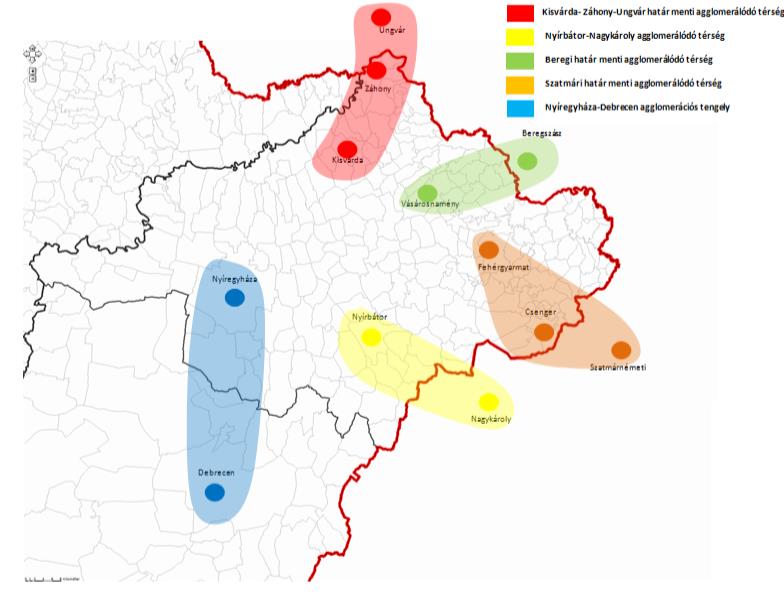 Kisvárda-Záhony-Ungvár agglomerációs tengely Szabolcs-Szatmár-Bereg megye jövőbeli fejlődése szempontjából nagy szerepet játszik egyes határszakaszok agglomerálódása, amely természetes folyamatként