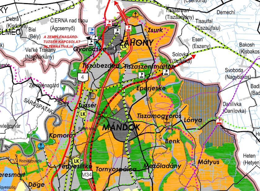 HELYZETFELTÁRÓ- HELYZETELEMZŐ - HELYZETÉRTÉKELŐ MUNKARÉSZEK 26 9. térkép: Záhony és térsége Forrás: Szabolcs-Szatmár-Bereg megye Területrendezési Terv 1.