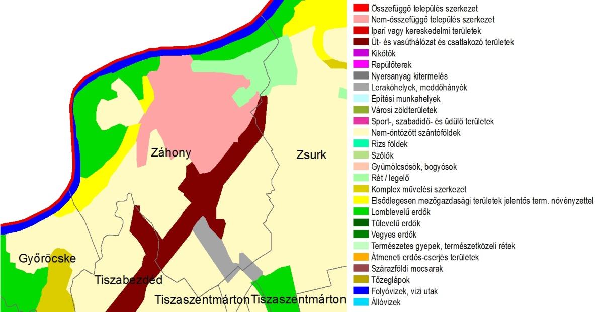 HELYZETFELTÁRÓ- HELYZETELEMZŐ - HELYZETÉRTÉKELŐ MUNKARÉSZEK 70 Tájhasználat, tájszerkezet A település külterületén és annak környezetében a tájhasználat a CORINE adatbázisa szerint a következőképpen