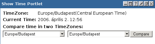 4.3. Fejlesztői környezetek 34 4.5. ábra. Pillanatnyi időt megjelenítő portlet más gyártóspecifikus módok is.