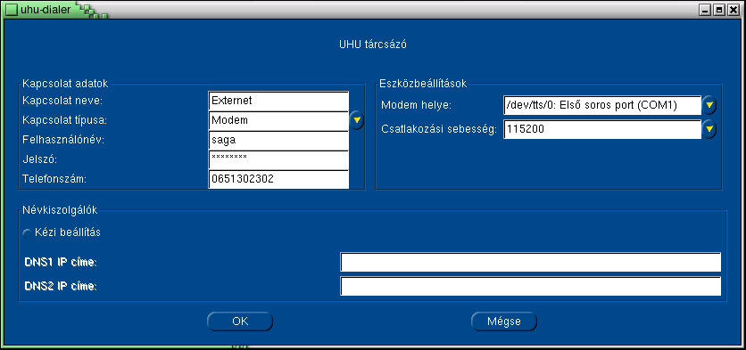 112 8. FEJEZET TÁRCSÁZÓ PROGRAMOK 8.1. ábra. Az UHU tárcsázó részére készült, akik falra szerelhető, soros portra csatlakoztatható ISDN végberendezést használnak (pl. NT1+2a/b+V2.4).