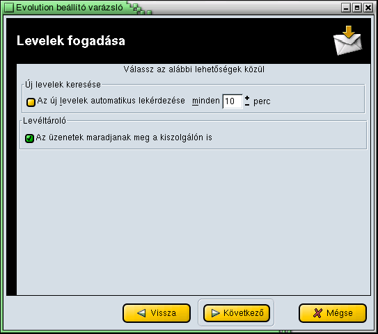 146 11. FEJEZET AZ EVOLUTION LEVELEZŐPROGRAM A következő lapon (11.