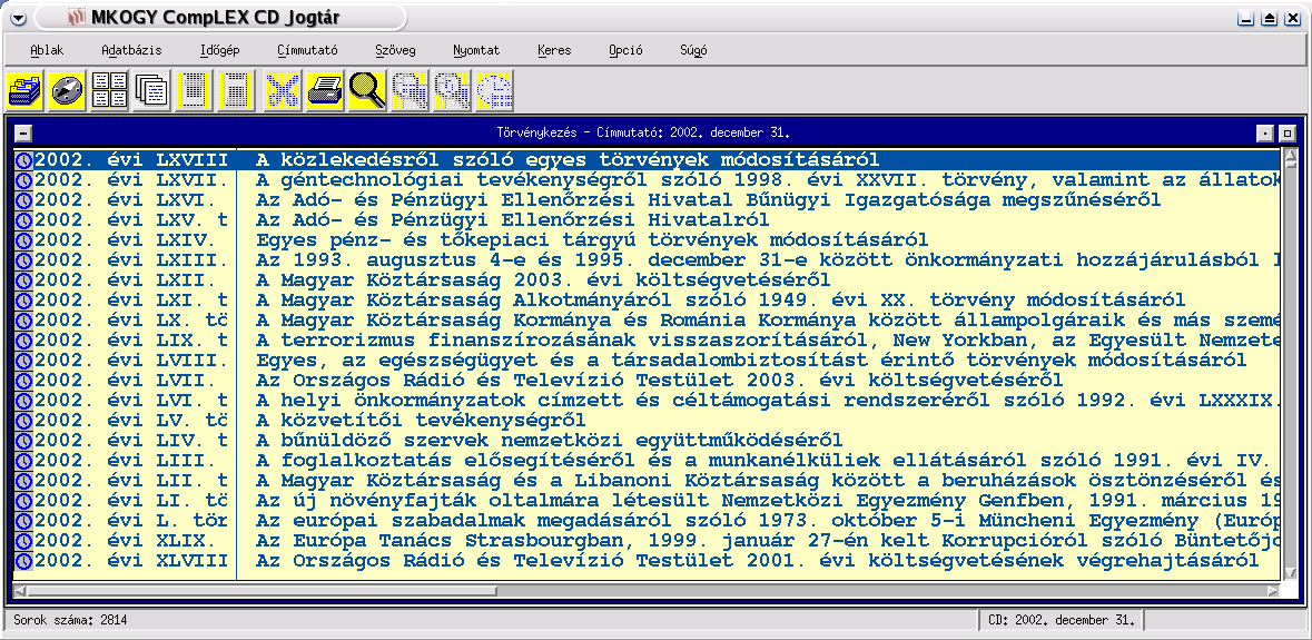 22. fejezet A KJK-Kerszöv Kft. Complex CD-Jogtár programja A CompLEX CD Jogtár az UHU-Linux 1.0 RC2-es verziójában került bevezetésre.