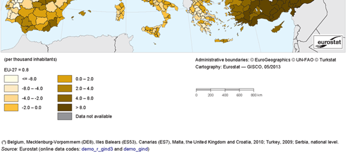 2.5. ábra: Természetes népmozgalom NUTS 3 régiónként (2011) Forrás: http://epp.eurostat.ec.europa.eu/statistics_explained/index.php/population_statistics_at_region al_level/hu 2012. 09. 26.