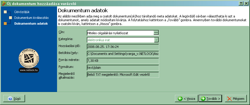 Itt kell kiválasztanunk a dokumentum típusát, amit a Cím mező lenyíló listájában tudunk megtenni. (Kattintsunk a 3 pontra).