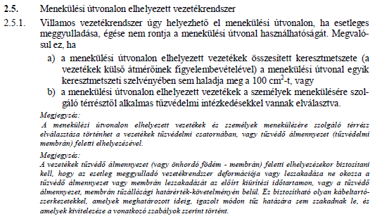 Abban az esetben, ha menekülésre igénybevett folyosóra nyílik a villamos helyiség vagy falifülke ajtaja, akkor az ajtónak az építmény kockázati besorolásának és a falburkolatnak megfelelő tűzállósági